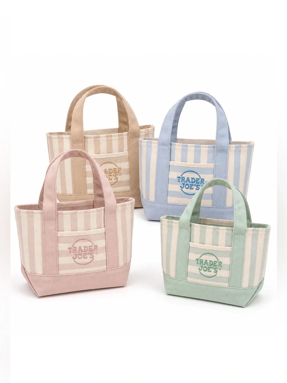Pink Striped Canvas Tote Bag - Trader Joe’s